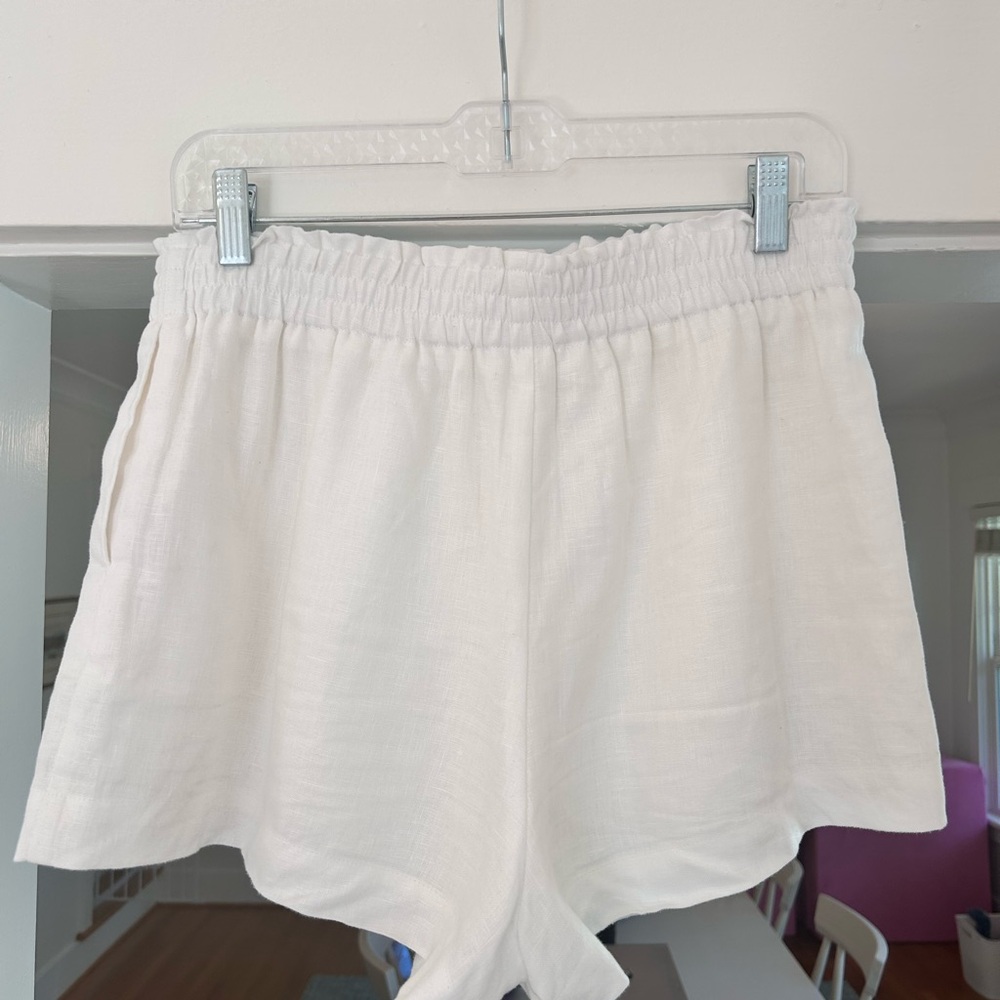 Reformation High Waist Cream Shorts